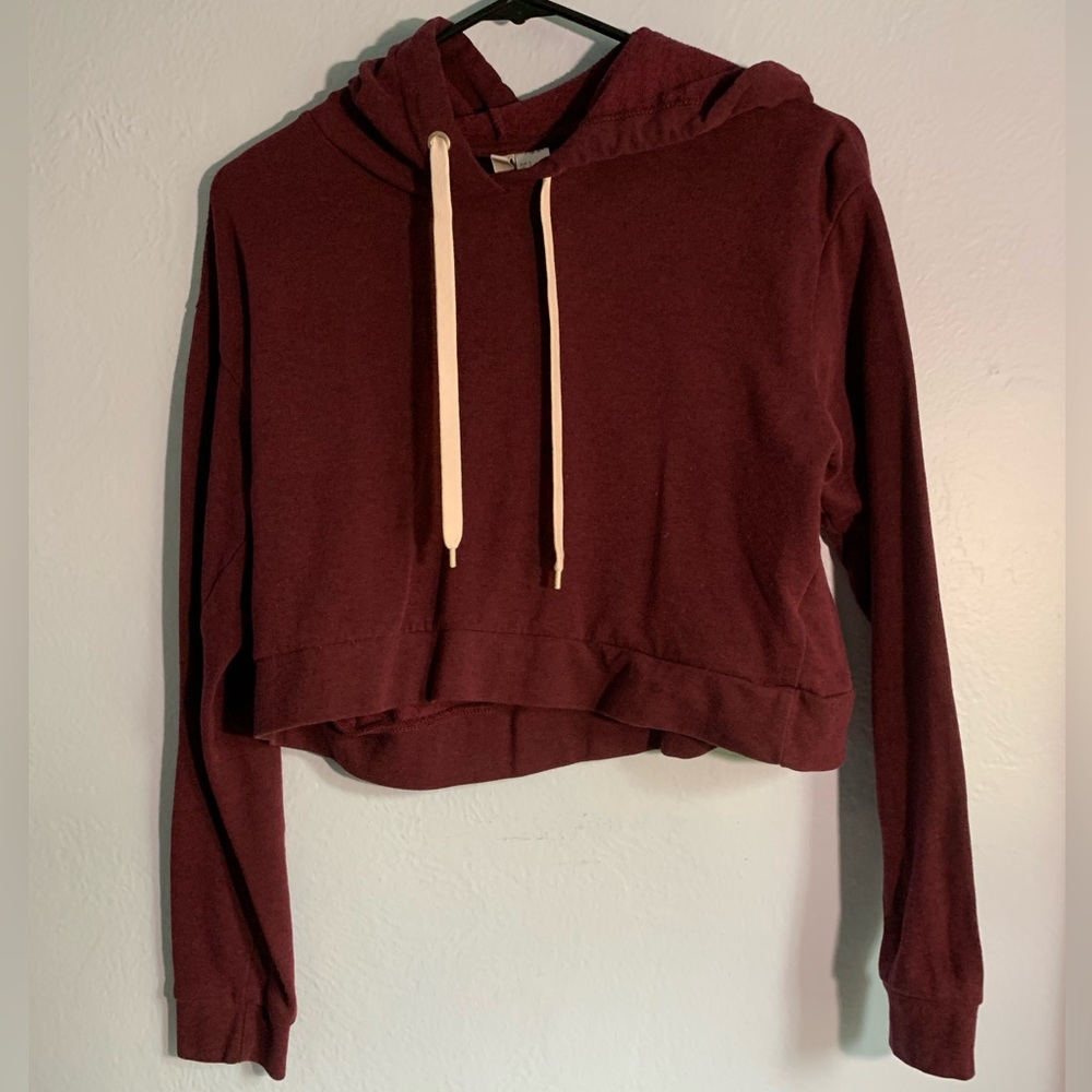 NWOT Cropped Burgundy Sweatshirt Hoodie
